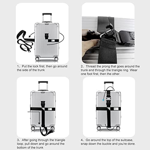 Veki Cross Luggage Straps Set TSA Approved with Lock, Khaki, 2pcs — view 6