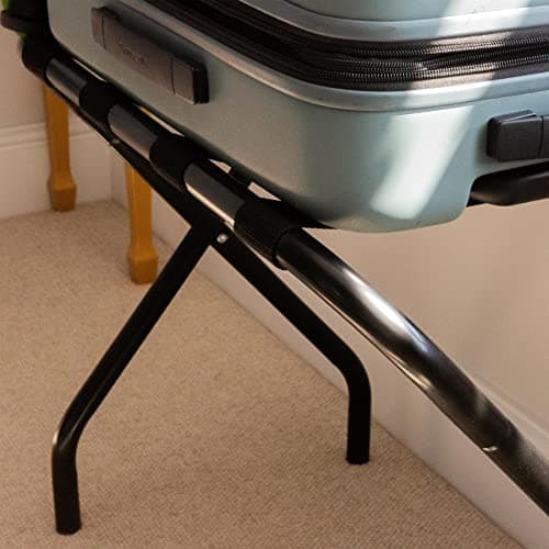 Harbour Housewares Folding Metal Luggage Racks - Black - Pack of 2 - Portable Folding Single Tier Home Bedroom Suitcase Foldable Suit Case Holder Travel Chest Storage Stand — view 5