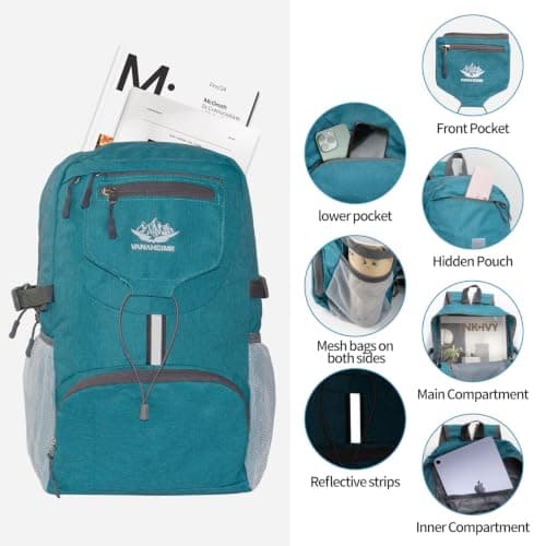 JETOP 20L Foldable Backpack, Ultra Lightweight Backpack, Packable Rucksack — view 4