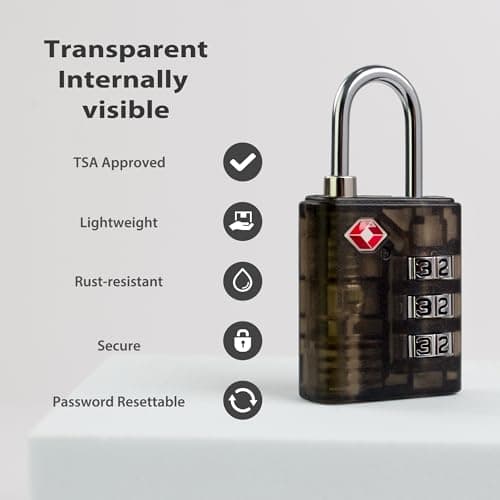 UP Security Suitcase Locks TSA Approved, Combination Lock for Locker, Combo Padlock for Gym Locker, Small Combination Padlocks for Outdoor Use, Suitcase, Gun Case, Ammo Can, Bag Zipper (Black+White) — view 4