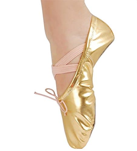 missfiona Ballet Shoes for Women PU Leather Dance Slipper(6.5 UK, Gold) — view 2