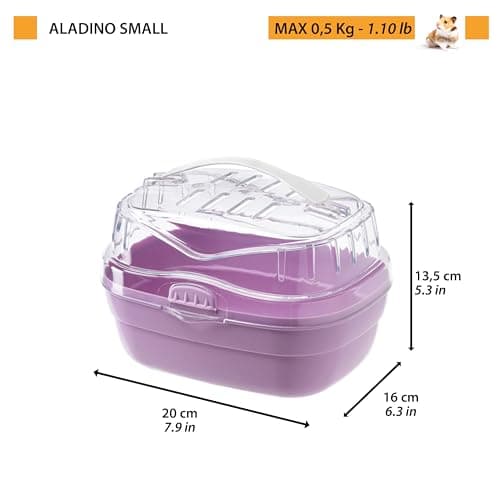 Ferplast Aladino Small Travel Cage for Hamsters and Other Rodents, Durable Plastic, Comfortable Handle, Secure Closure, 20x16x13.5cm, Green — view 3