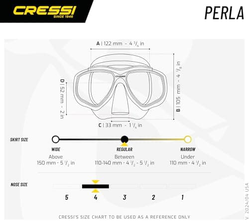 Cressi Perla Separate Glass Mask & Snorkel Set for Adults - Low-Volume Diving Mask - Dry-Top Snorkel Set - For Diving & Snorkelling - Black / Black - Single Perla Mask — view 5
