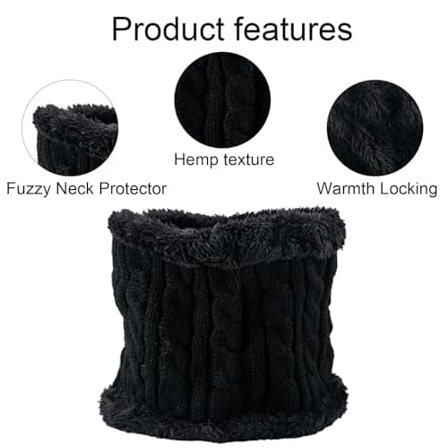 MUNSKT 3Pcs Kids Winter Warm Beanie Hat Scarf Gloves Set for 1-5 Years Old Boys Girls. Winter Accessories Sets for Children Outdoor Sports, Knit Thick Warm Fleece Lined Thermal Sets (Black 2) — view 5
