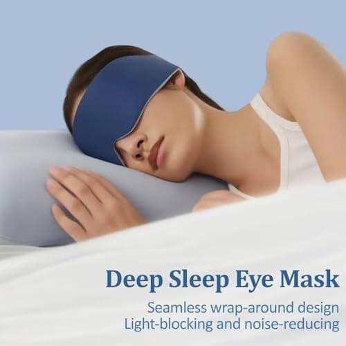 Sleep Mask, Light Blocking Eye Mask, Long Size Breathable Sleeping Mask with Adjustable Silent Velcro, Soft Sleeping Eye Masks for Women Men, Comfortable Blackout Eye Cover for Night Sleep Nap Travel — view 4