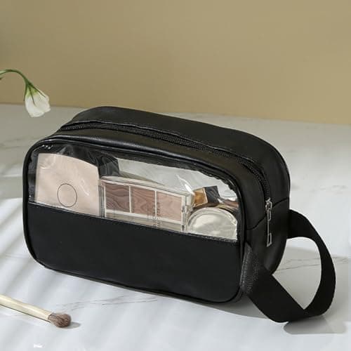 FIYUK Toiletry Travel Wash Bag Waterproof Portable Traveling Accessories Organizer for Women and Men, Black — view 4