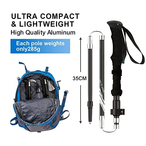 BISINNA Trekking Poles- 2pc/set Folding Aluminum Walking Sticks — view 3