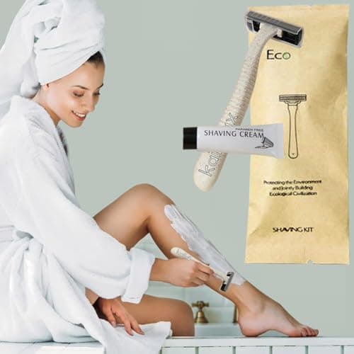 10Pack Luxury Individually Wrapped Hotel Disposable Razors Kit With Shave Cream; Eco-Friendly Travel Razor Toiletries Amenities; Multipurpose Guest Shaving Razor Set for Home Hotel Travel — view 4