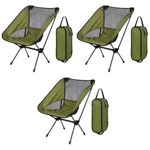 LOVETRENDS Lightweight Foldaway Camping Chairs Set of 3 Forest Green