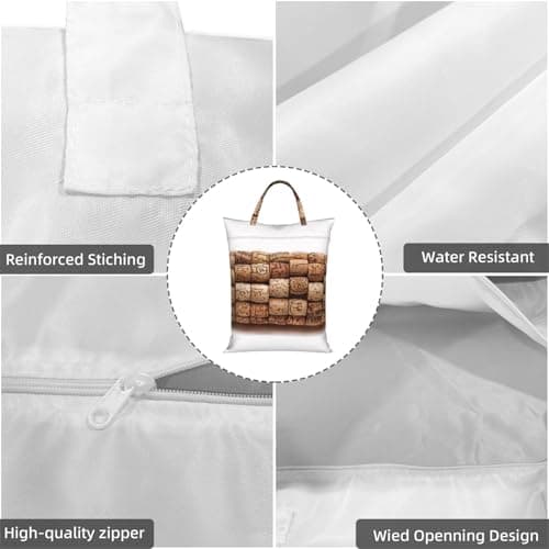 Large Travel Laundry Bags,Wine cork Print with Handle Foldable Laundry Bag for Holidays Gym Swimming and Family Trips, 1Pcs — view 5