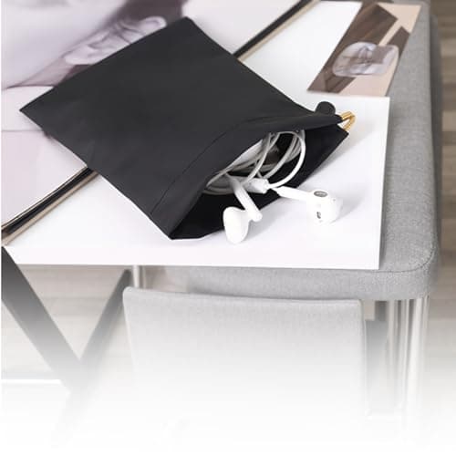 2 Pack Headphone PU Storage Bags, Earphone Drawstring Case, Headset Carrying Bag, Waterproof Headset Storage Pouch, Earphone Protection Pouch, Portable Headphones Travel Bag, Size：8.3*9.4 & 3.3*5.1 in — view 3