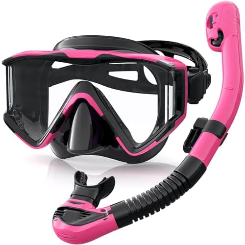 Zeligerstar Snorkel Set Adults, 3 Window Panoramic Mask, Anti-Fog Dry Top
