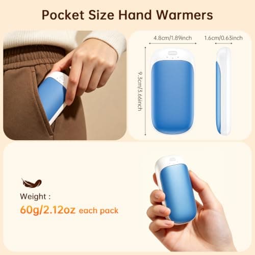gabless Hand Warmers Rechargeable 2 Pack, Electric Handwarmers Portable Hand Warmer Reusable with 3 Levels Heat USB Pocket Warmer, Great Warm Gifts for Men Women Outdoor Camping Golf — view 5