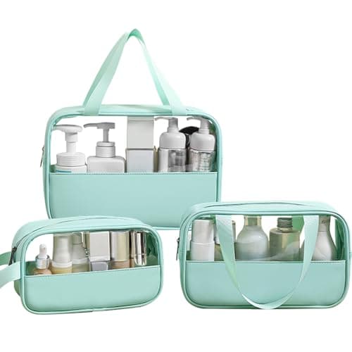 3pcs Clear Wash Bag Travel, Waterproof Toiletry Bags with Handle Travel Bag