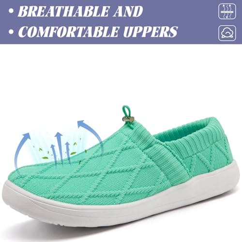 YOSFDC Women's Slip on Sneakers Women Tennis Comfortable Athletic Breathable Lightweight Walking Shoes for Gym, Work and Travel, Teal Green Wide, 3 UK — view 3
