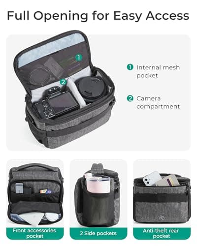 bagsmart Camera Bag Canvas SLR DSLR Case Padded Shoulder with Rain Cover — view 5
