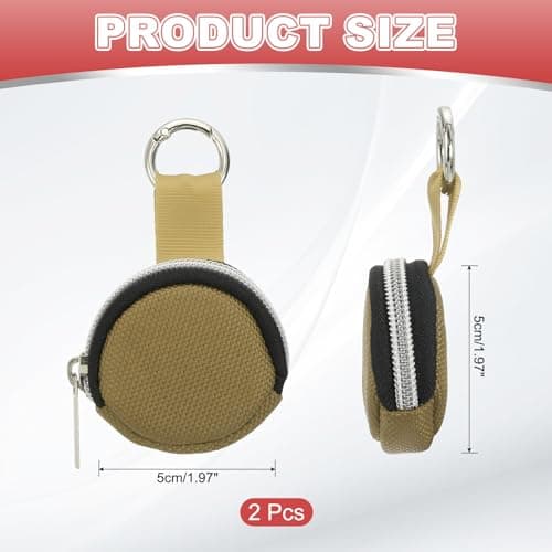 sourcing map 2pcs Portable Ring Organizer Case with Keychain, Anti-Lost Traveling Ring Holder Storage Bag Small Organizer Case for Mini Necklace Earrings Jewelry, Light Gold — view 2