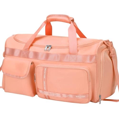 MAXTOP Travel Duffle Bag for Women Carry On Tote Weekender Overnight Bag Large Capacity Duffel Bag with Shoe Compartment,Gym Tote Bag with Dry and Wet Separation Orange