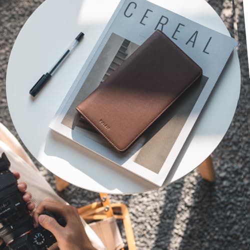 VULKIT Passport Holder Travel Wallet, Leather Passport Holder Cover RFID Blocking Travel Document Organiser for Women Men — view 4