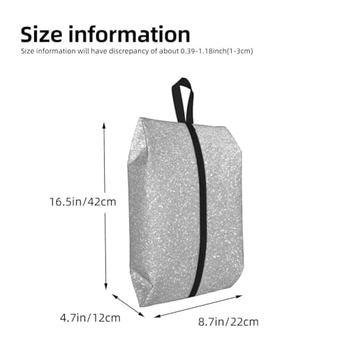 Faux Sparkly Silver Glitter Printed, Travel Shoe Bags 2 Pack, Waterproof Shoe Storage Bags, Shoe Organizer for Travel and Home — view 3