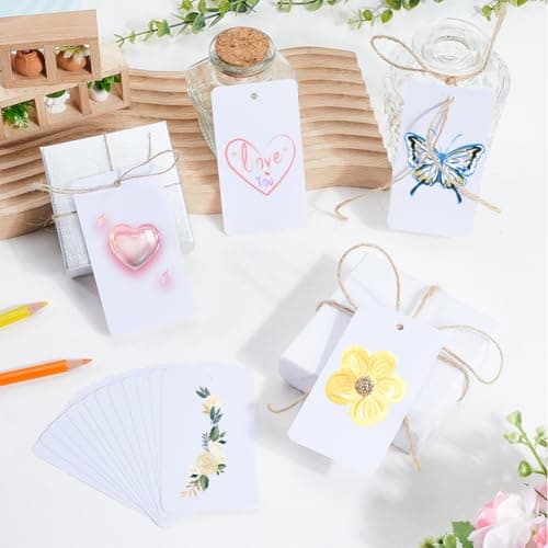 SOFPLATE 100Pcs Blank White Shipping Tags Waterproof Plastic Tags Rectangle 5 x 9cm Hanging Name Identification Eyelet Tag Wires Labeling for Identify Name ID Card Handbag Luggage Outdoor Tagging — view 4