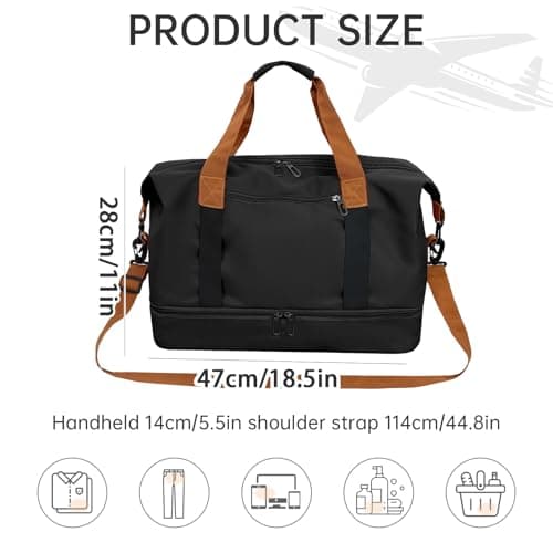 Cabin Bag 47x28x25, Large Capacity Weekend Bag for Men/Women, Water-Resistant Travel Duffel Sport Gym Tote Mum Hospital Bags with Wet Pocket, Hand Luggage Bag (White) — view 2