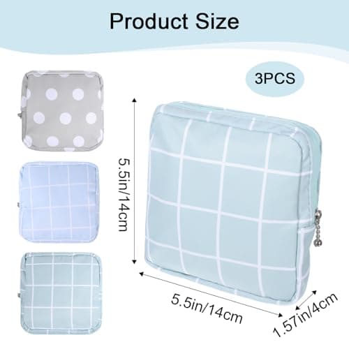 3 PCS Portable Period Bag with Zipper, 3 Styles Period Pouch — view 2