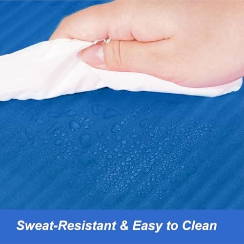 Yoga Mat Unisex Non-Slip Thick Foam Exercise Mat 10mm with Carry Strap – Lightweight Home Gym Equipment for Yoga, Pilates, Stretching (Blue) — view 5