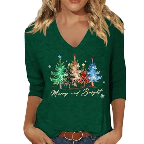 2026 New Womens T Shirt Breathable Gym Layer V Neck Three Quarter Sleeve Lightweight Polyester Plain Styling Themed Casual Printed for Beach Holiday City Break Everyday Styling Dark Green S