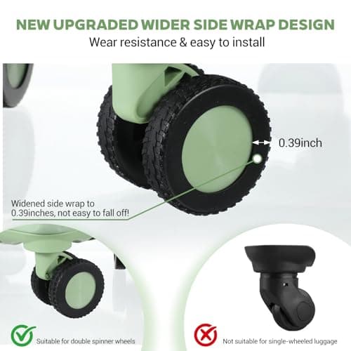 Wanmu 8 Pcs Luggage Wheels Covers, Anti-Noise Silicone Wheel Protective Covers for 2-2.4'' Spinner Wheel, Wear-Resistant Travel Carry On Luggage Suitcases Wheels Protector (Black) — view 3