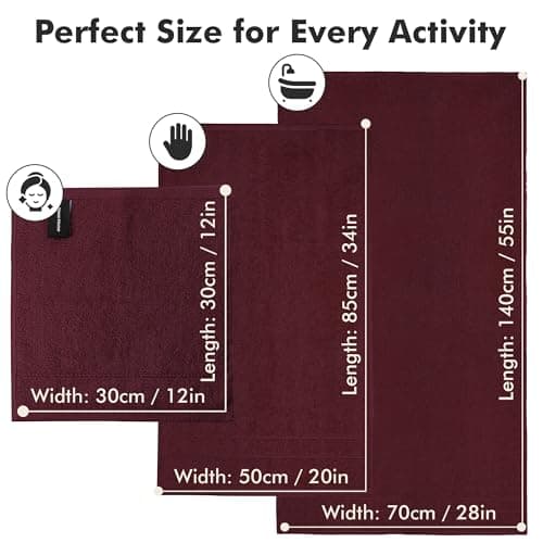 Novo Home Bath Towels Set of 8 – 550 GSM 100% Cotton Burgundy Towel Set Bale Includes 2 Bath, 2 Hand, 4 Face Towels – Soft, Absorbent & Quick Dry Towel for Bathroom, Spa, Kitchen, Hotel Use — view 3