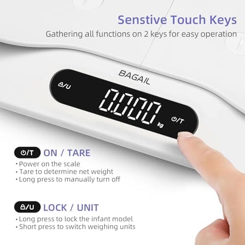 BAGAIL Baby Scale with Detachable Tray, Auto-Rotation Readings, Tare, Auto Lock and Comparison, Universal Digital Weighing Scale for Infant, Pet, Toddler and Adult, Max Weight Up to 400lb/180kg — view 6