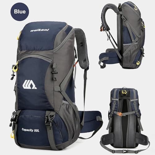 Ezmina 50L Hiking Backpack Waterproof Camping Backpack Hiking Daypack Travelling Backpack for Men and Women Large Rucksack for Climbing Travel Touring Skiing Trekking Outdoor Sport — view 3