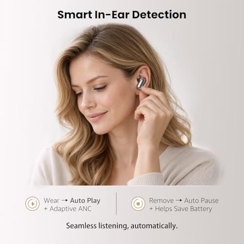 TOZO NC20 Active Noise Cancelling Wireless Earbuds, IPX8 Waterproof Ear Buds, LDAC Hi-Res Sound Stereo Bass, 6 Mics AI Call, Multipoint Pairing, 80H Playtime, Translation Earbuds, Wireless Charging — view 5