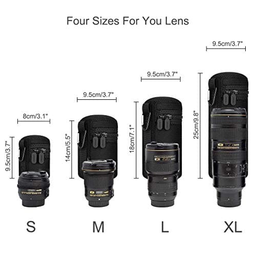 ARVOK Lens Pouch Set, Water Resistant Protective Lens Cases for DSLR Camera Lens, 4 Size Thick Camera Lens Bag for Canon, Nikon, Tamron, Sigma, Pentax, Sony, Olympus, Panasonic — view 4