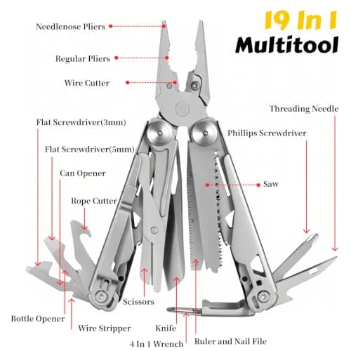 Maerd Multitool, 19in1 Stainless Steel Multi Tool Pliers with Nylon Sheath — view 2