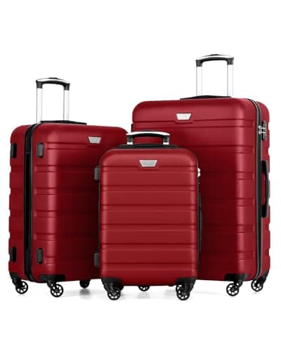 COOLIFE 3 Piece Luggage Set for Family,ABS+PC, Lightweight Durable Suitcase