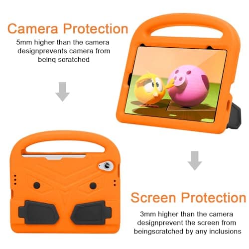 vsedkxis Kids Case for iPad mini 7 (A17 Pro) 2024 / Mini 6 8.3'' for Girl Boys,Shockproof Light Weight EVA Rugged Cover Heavy Duty Protective Case with Handle Kickstand (Orange) — view 6