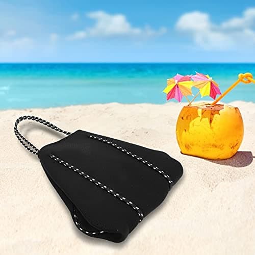 Sunicon Tote Bag for Women, Neoprene Breathable Shoulder Bag, Beach Tote Pool Bags, Large Capacity Handbag for Weekender Travel (Black) — view 3
