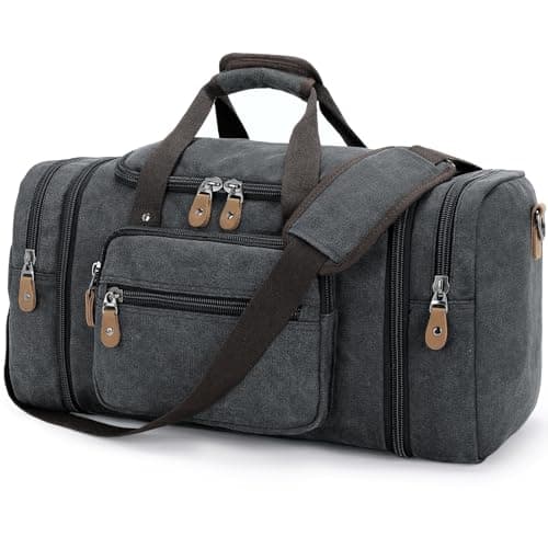 Gonex 60L Expandable Canvas Holdall for Men, Travel Duffle Overnight Bag