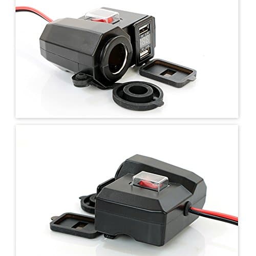 Krtopo Motorcycle USB Charger 5V/2.1A Waterproof Dual Output Jack 12V DC — view 4
