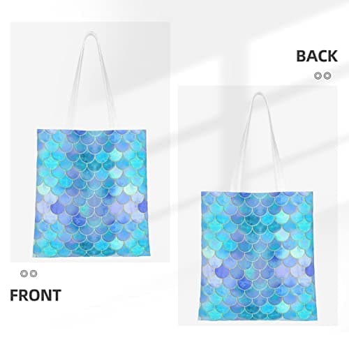 Reusable Starfish Coastal Wool Printing Tote Shopping Bag, Washable Tote Bag, Women'S Shoulder Bag, Gold Mermaid Scale, One Size — view 4