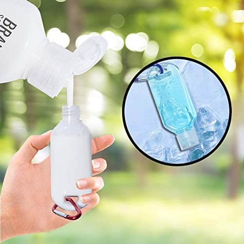 Tenlacum 50ml Refillable Bottles Travel Carabiner with Keychain Clip Portable Squeeze Sanitiser Hand Containers Transparent Empty Bottles 8PCS — view 2