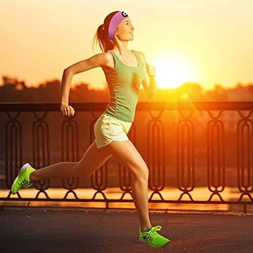 ATNKE LED Lighted Headband, USB Rechargeable Running Hat Ultra Bright 4 LED Waterproof Light Lamp Headlamp High Stretch Moisture Wicking Multi-Color/Pink — view 4
