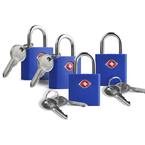 UP Security TSA Approved Luggage Locks 4 Pack, Keyed Alike Small Padlocks with Keys, Travel Locks for Suitcase, Backpack, Bag, Zipper and Outdoor Use