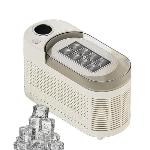 Ice Maker Machine,Compact Ice Maker Machine, Electric Automatic Ice Making, 8 Cubes/Batch, 120W Energy Efficient, USB-C & Car Charger Compatible For Office/Travel (Cream Colour)