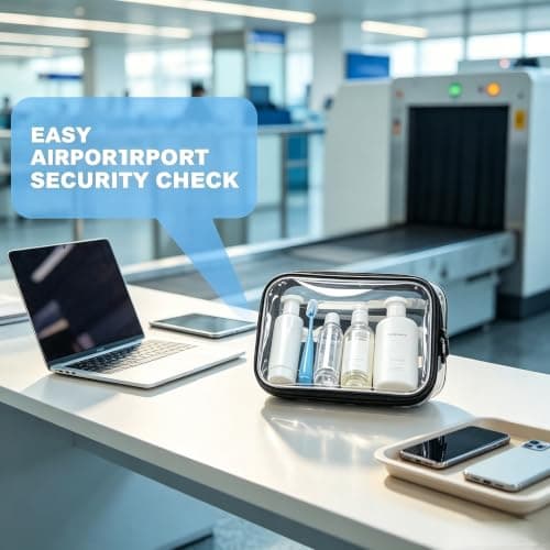 Clear Travel Toiletry Bag - TSA Approved, Waterproof PVC Cosmetic Bag, Airport Liquids Bag, Makeup Wash Bag, Travel Essentials Toiletry Bags for Women & Men Travelling Holiday — view 2