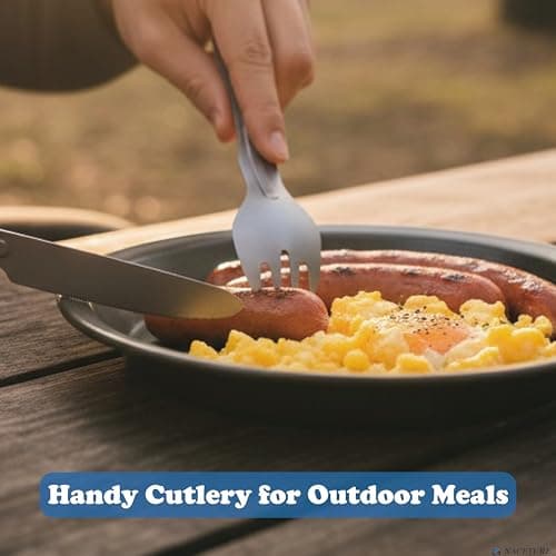 NACETURE Travel Silverware Set, Travel Fork Spoon Knife Set, Portable Utensils, 4-in-1 Spoon Fork Converts to Tongs, Camping Utensils Set with Bag — view 5