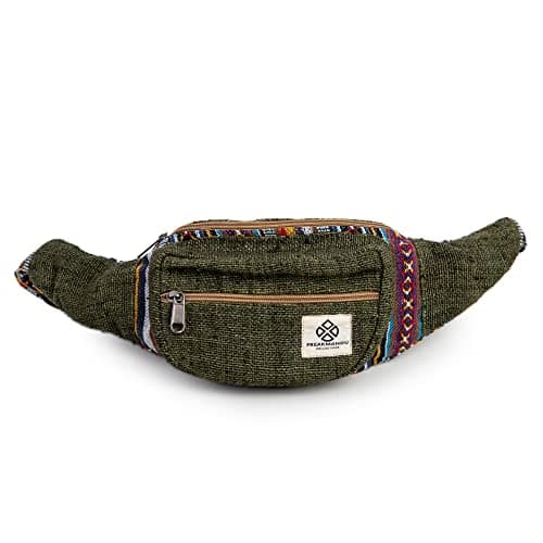 Freakmandu Unisex Hemp Fanny Pack - Hip Waist Belt Bag Crossbody Boho Hippie Style Handmade Waist Packs for Men Women, Safari — view 6
