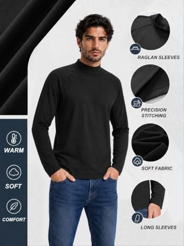 TACVASEN Thermal Top Men Long Sleeve T Shirt Turtle Neck Jumper Black XL — view 4